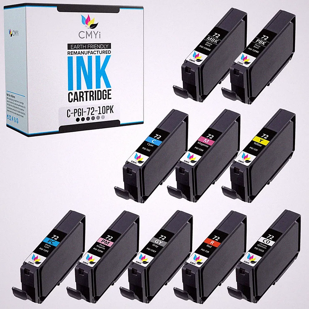 10-Pack Compatible PGI-72 Ink Cartridges for Canon PIXMA PRO-10 10S Printers