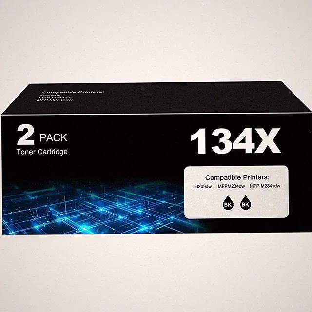 134X Black Toner Cartridge 2 Pack w Chip for HP M234dw M209dw W1340X