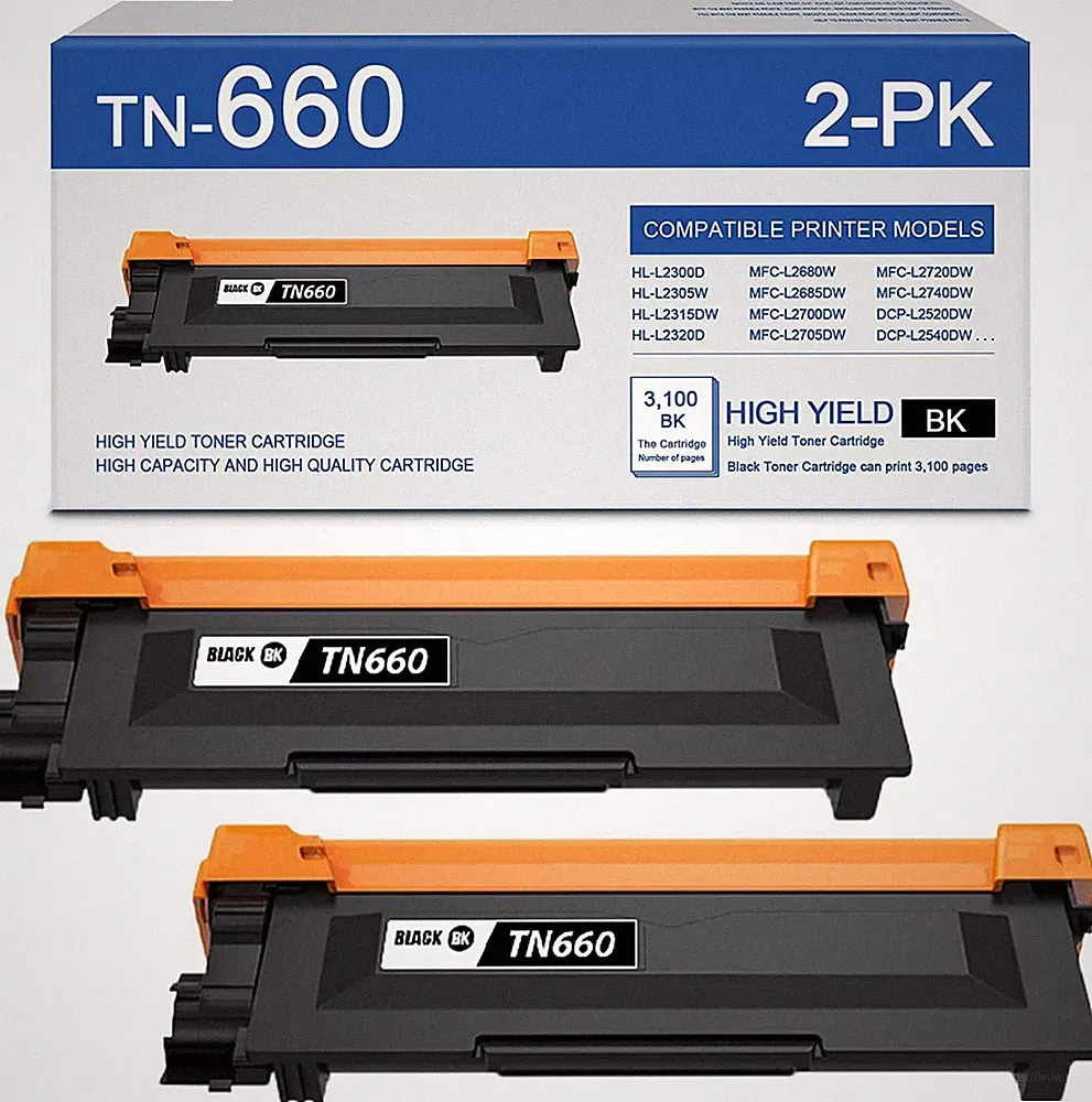 2 Pack TN660 High Yield Toner Cartridge for Brother tn-630 MFC-L2700DW printer