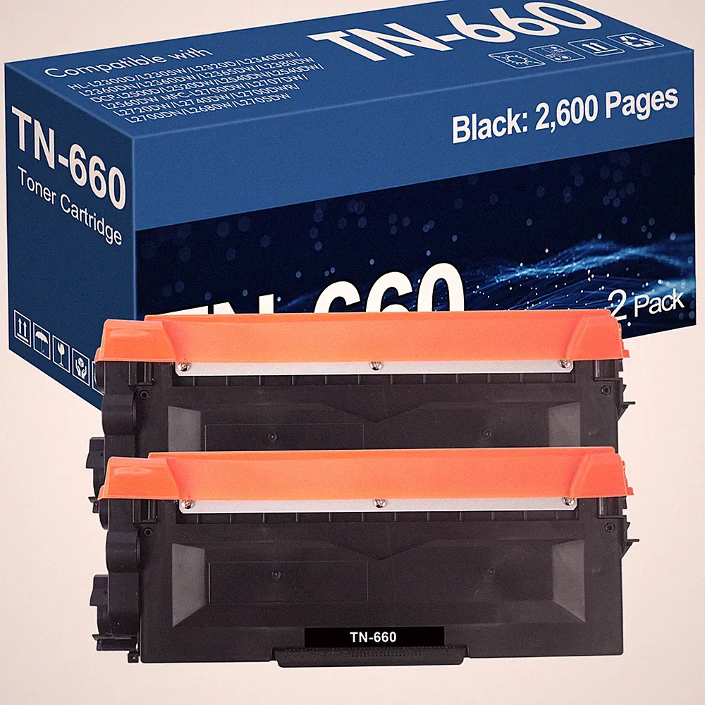 2PK Black Toner Cartridge For Brother TN660 TN630 HL-L2380DW MFC-L2700DW Printer