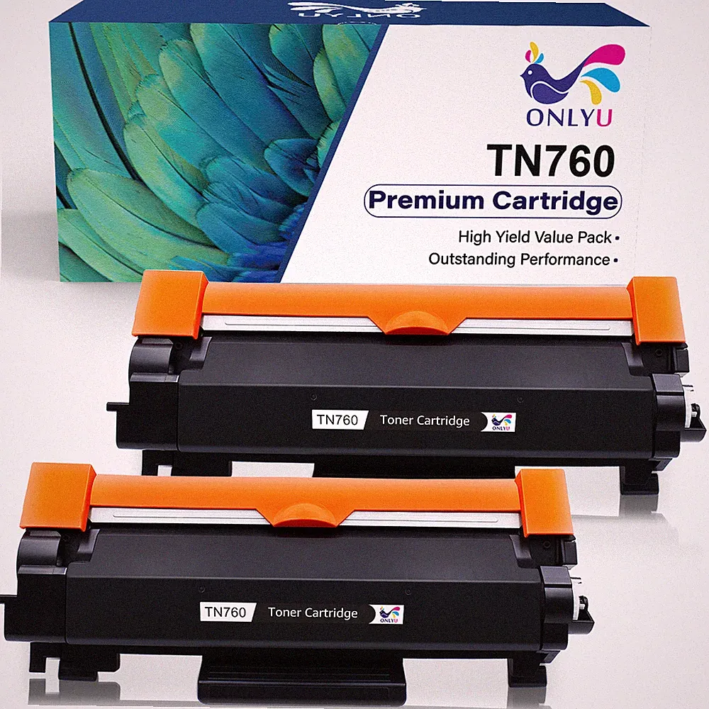 2PK High Yield TN760 Toner Cartridge For Brother MFC-L2710DW HL-L2395DW Toner