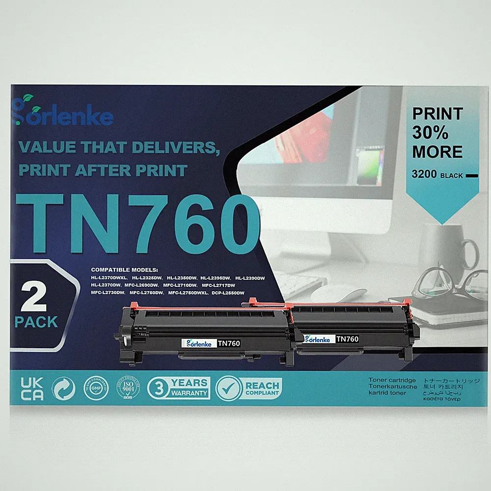 2PK TN-760 TN760 For Brother Toner Cartridge MFC-L2717DW DCP-L2550DW HL-L2350DW