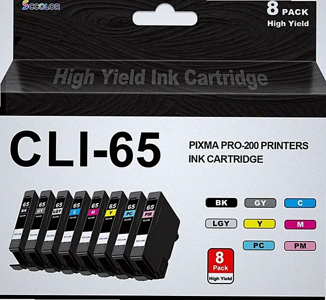 CLI-65 Ink Cartridges 8 Pack for Canon PIXMA PRO-200 PRO-200S Compatible