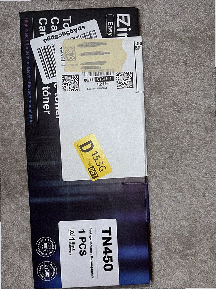 EZink TN450 Premium Black High Yield Toner Cartridge for Brother Printers NIB