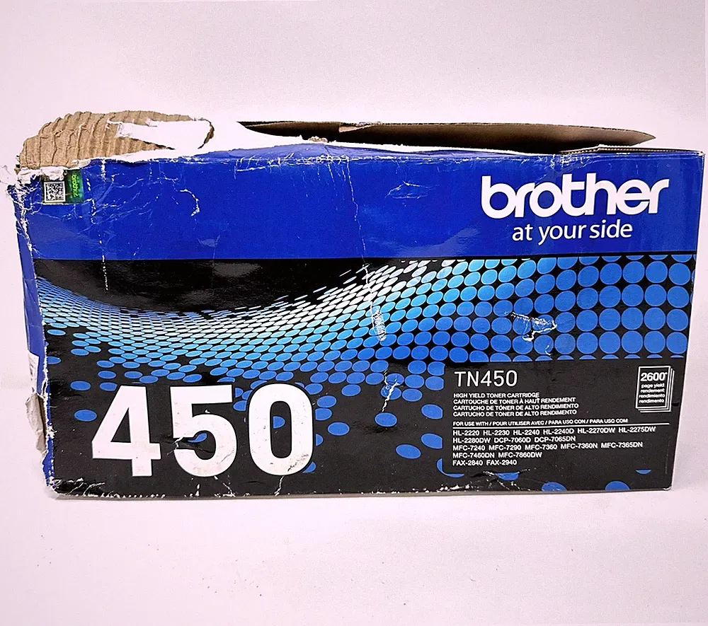 Genuine Brother TN-450 High Yield Black Toner Cartridge Printer OEM New Open Box