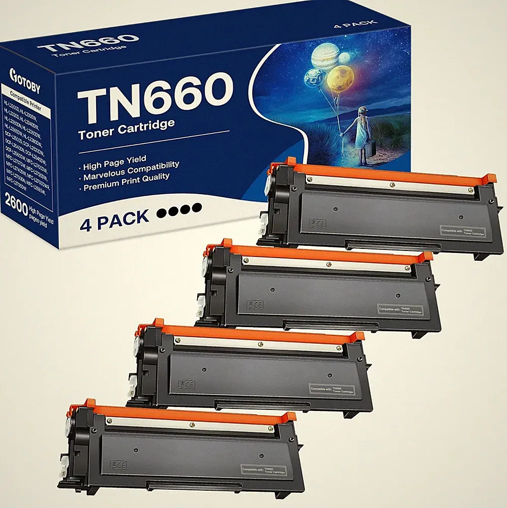 Gotoby TN660 High Yield Toner Cartridge 4 Pack for Brother Printer
