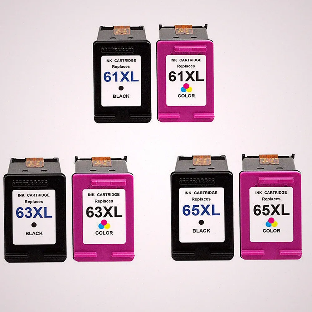 New Chip Ink Cartridge Black / Color #61XL #63 XL #65 XL- --For HP Printers .