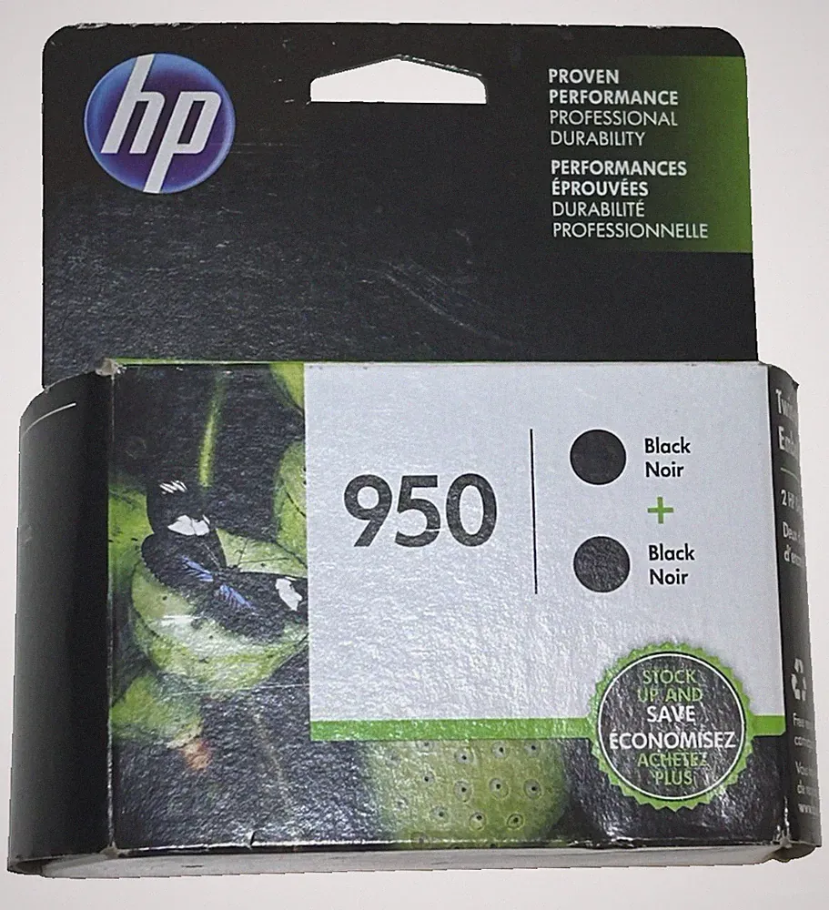 HP 950 Original Black Ink Printer Cartridges Twin Pack Sealed Aug 2018 Authentic