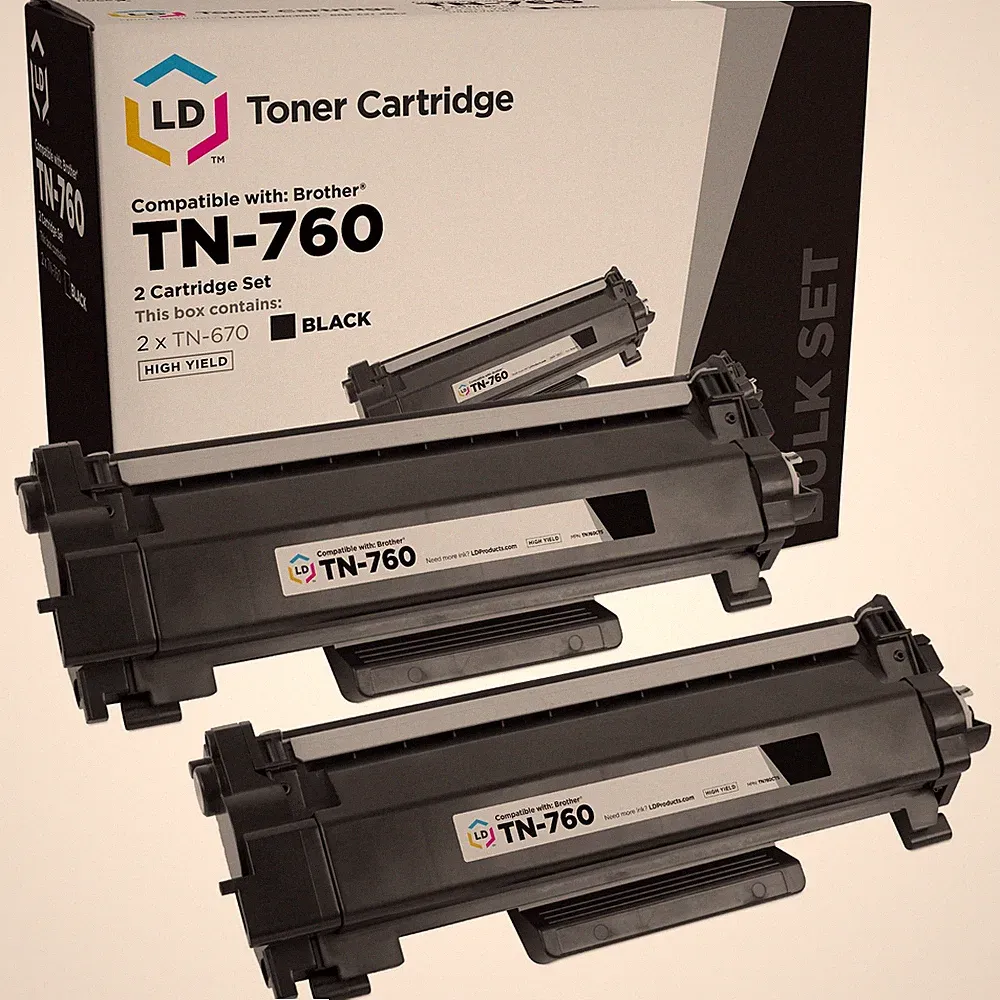LD Products Toner Cartridge Replacement Brother TN760 TN-760 TN 760 Black 2-Pack