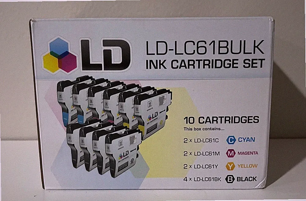 PRINTER INK CARTRIDGE SET - BROTHER printers: LD-LC61 BLACK CYAN YELLOW MAGENTA