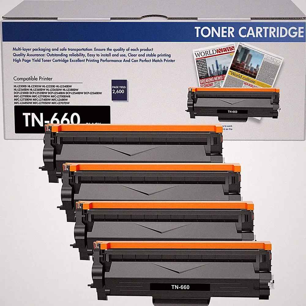 TN660 Toner Cartridge Brother Printer Replacement for Brother TN660 (4 Black)
