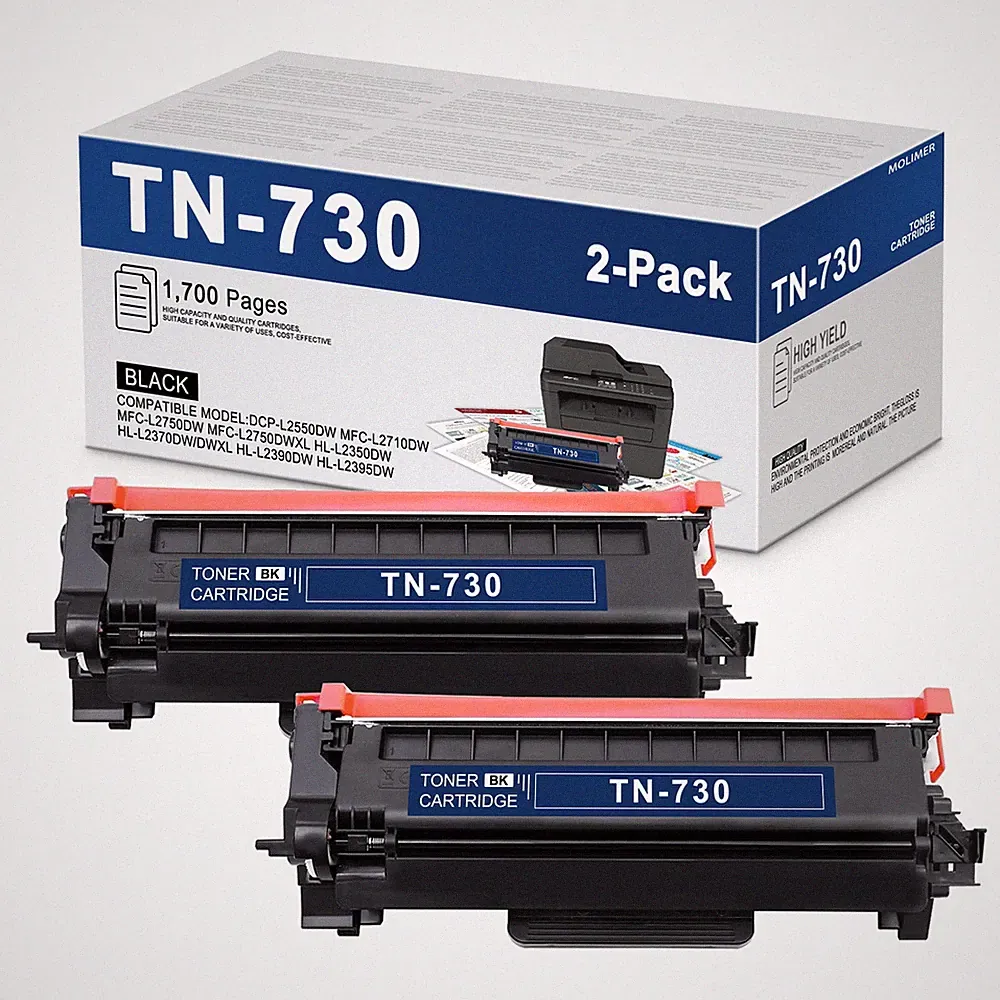 TN730 2Black Toner Cartridge Replacement for Brother TN730 DCP-L2550DW Printer