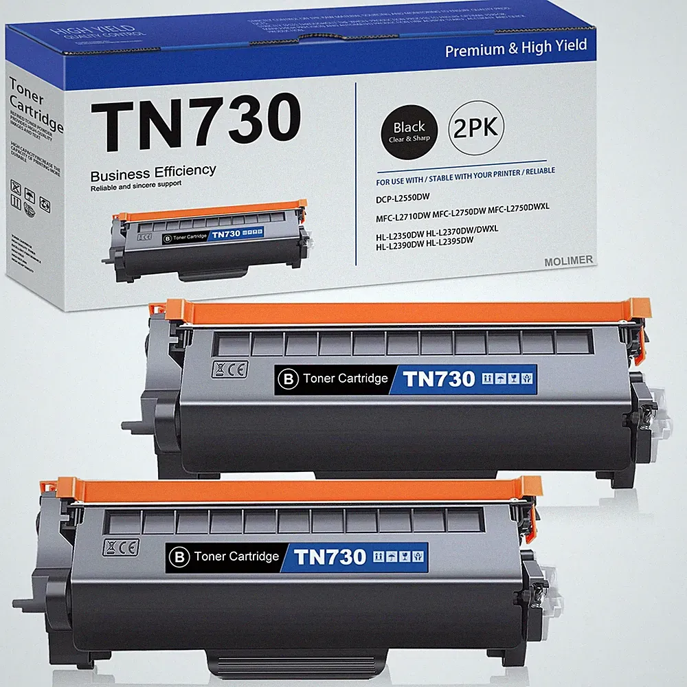 TN730 Toner Cartridge Replacement for Brother 2Black TN730 DCP-L2550DW Printer
