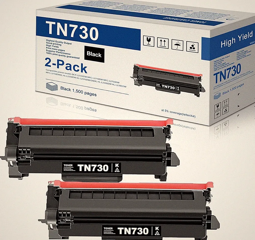 TN730 Toner Cartridge Replacement for Brother TN730 DCP-L2550DW Printer 2Black