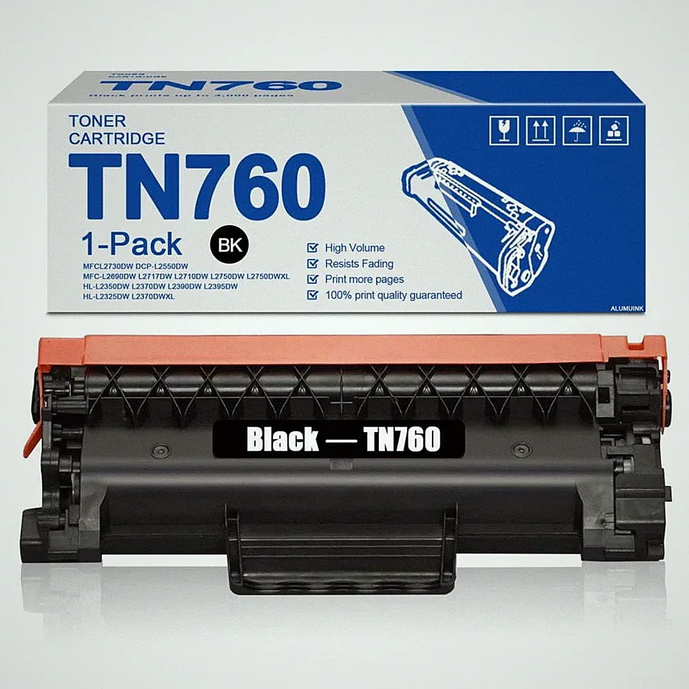 TN760 Toner Cartridge Replacement for Brother TN760 MFC-L2710DW Printer Black